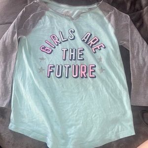 Teal and grey “Girls are the future” T shirt for girls!